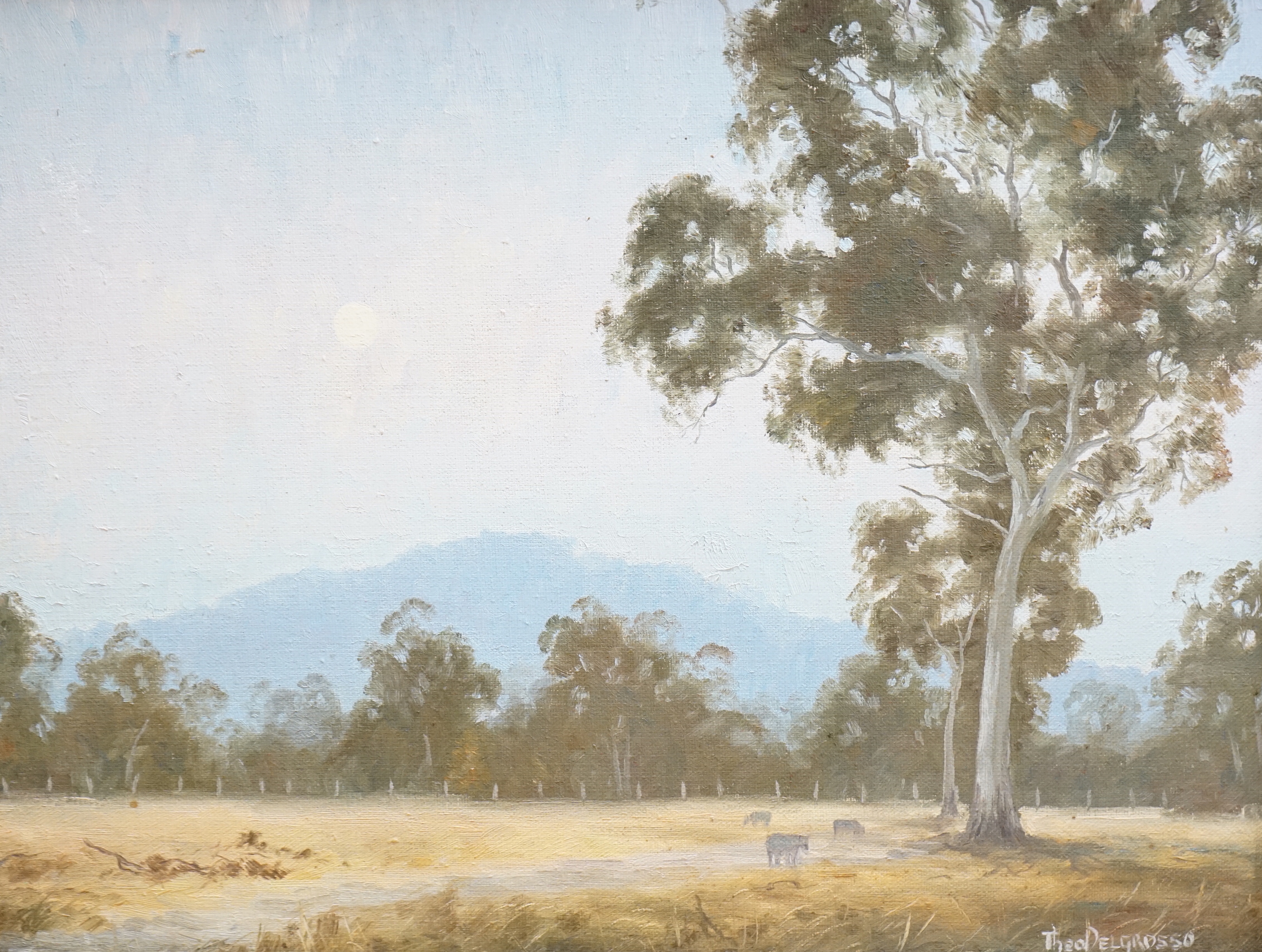 Theo Delgrosso (Australian, 1947-2011), oil on canvas, 'Moonrise over the You...', signed, 34 x 44cm